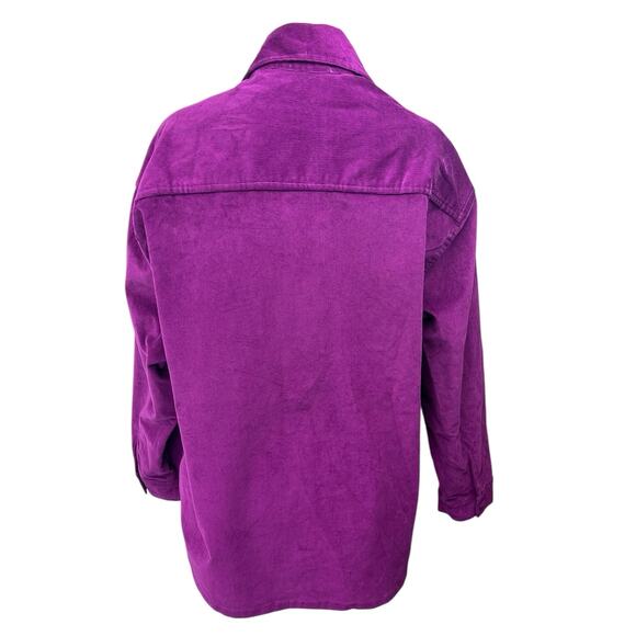 Almost Vintage Women's Purple Corduroy Velvet Velour Button Shirt Jacket Top M - Picture 2 of 5